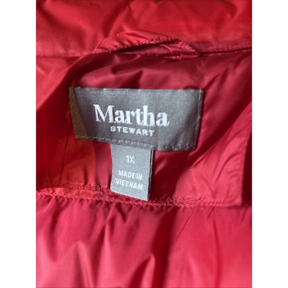 Martha Stewart Puffer Jacket Vest Women Sz 1X RED Down zip Short Sleeve New - Picture 11 of 14